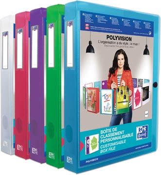 [9943420] Oxford polyvision boîte de classement personnalisable, format a4, en pp, dos de 4 cm, couleurs assorties