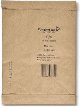 [A12051] Mail lite padded bag enveloppen, brun, g/4, 238 x 336 mm, boîte de 50 pièces