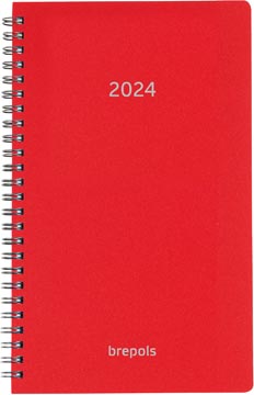 [AG49174] Brepols agenda breform polyprop 6 langues, rouge, 2024