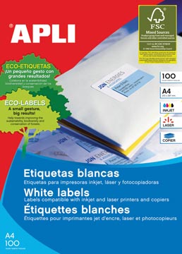 [AP1264] Apli étiquettes blanches ft 210 x 148 mm (l x h), 200 pièces, 2 par feuille (1264)