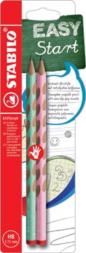 [B558808] Stabilo easygraph s pastel crayon, hb, 3,15 mm, blister van 2 pièces, pour droitiers, vert en rose