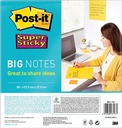 Post-it super sticky big notes, 30 feuilles, ft 280 x 280 mm, jaune
