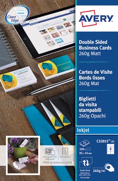 [C32015] Avery cartes de visite quick&clean  mat, 200 cartes, 260 g/m²