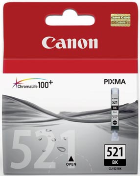 [CLI521B] Canon cartouche d'encre cli-521bk, 1.250 pages, oem 2933b001, noir photo