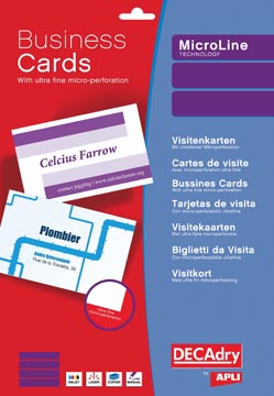 [DPW322] Decadry cartes de visite microline ft 85 x 54 mm, 185 g/m², 500 cartes