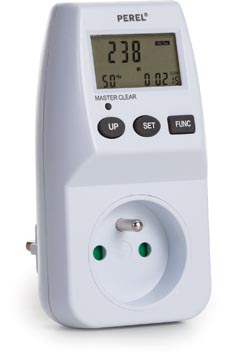 [E305EM5] Perel wattmètre, 230 v, 16 a, blanc, pour la belgique
