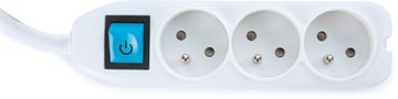 [EB3WSWO] Perel douille avec 3 prises et interrupteur, boîte de rangement incluse, blanc, pour la belgique
