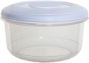 Whitefurze boîte de conservation ronde 1 litre, transparent avec couverle blanc