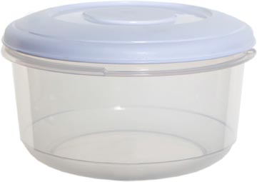 [F0180] Whitefurze boîte de conservation ronde 1 litre, transparent avec couverle blanc