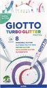Giotto turbo glitter feutres de coloriage, étui cartonné de 8 pièces en couleurs pastel
