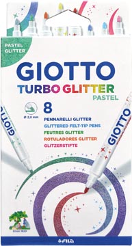 [F426300] Giotto turbo glitter feutres de coloriage, étui cartonné de 8 pièces en couleurs pastel