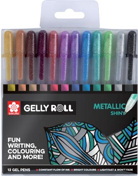 [GBMET12] Sakura roller gelly roll metallic, étui de 12 pièces en couleurs assorties