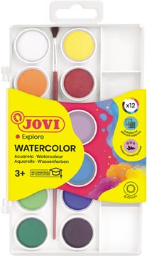 [J80012] Jovi peinture à l'eau, boîte avec 12 godets + pinceau