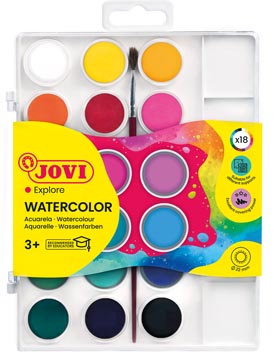 [J80018] Jovi peinture à l'eau, boîte avec 18 godets + pinceau