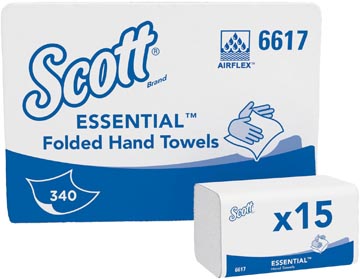 [K6617] Scott essuie-mains en papier, enchevêtrés, 1 plis, 340 feuilles, paquet de 15 pièces