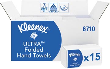 [K6710] Kleenex essuie-mains en papier ultra super soft, enchevêtrés, 3 plis, 96 feuilles, paquet de 15 pièces
