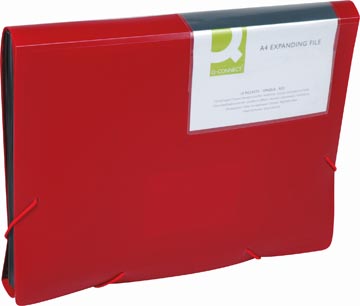 [KF01274] Q-connect trieur, a4, pp, avec 13 compartiments, fermeture à élastiques, rouge