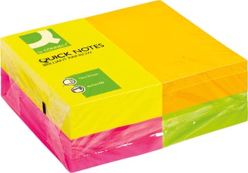 [KF01350] Q-connect quick notes, ft 76 x 127 mm, 80 feuilles, paquet de 12 blocs en 4 couleurs néon