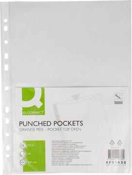 [KF01630] Q-connect pochette perforée a4 perforation 8 trous grainé 50 microns paquet de 10 pièces