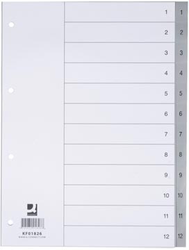 [KF01826] Q-connect intercalaires jeu 1-12, avec page de garde, ft a4, gris