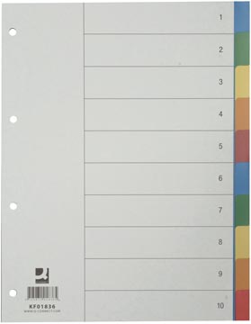 [KF01836] Q-connect intercalaires jeu 1-10, avec page de garde, ft a4, couleurs assorties