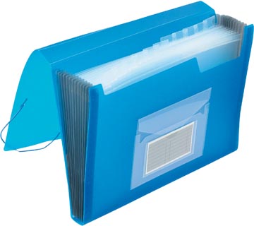 [KF02479] Q-connect trieur, a4, pp transparent, avec 13 compartiments, fermeture à élastiques, transparent bleu