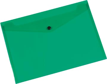 [KF03597] Q-connect pochette documents, a4, pp transparent, fermeture à bouton-pression, vert