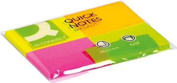 [KF10510] Q-connect quick notes, ft 38 x 51 mm, 50 feuilles, paquet de 4 blocs en couleurs néon