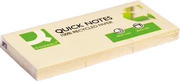 [KF22367] Q-connect quick notes recycled, ft 38 x 51 mm, 100 feuilles, paquet de 3 blocs, jaune