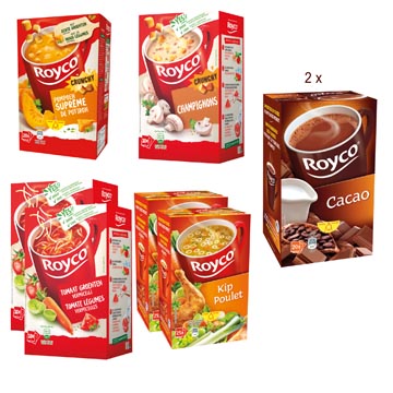 [KI45839] Action royco: 6 x soupe, goûts assortis + gratuit 2 x royco cacao, paquet de 20 sachets (réf. 046740)