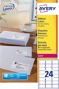 Avery l7159, etiquettes adresses, laser, ultragrip, blanches, 250 pages, 24 per page, 63,5 x 33,9 mm