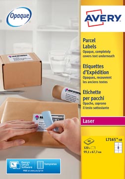 [L716540] Avery l7165, etiquettes d'expédition, laser, ultragrip, blanches, 40 pages, 8 per page, 99,1 x 67,7 mm