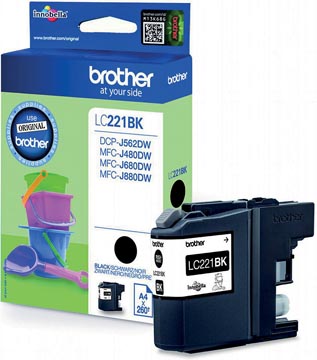 [LC221BK] Brother cartouche d'encre, 260 pages, oem lc-221bkbp, noir