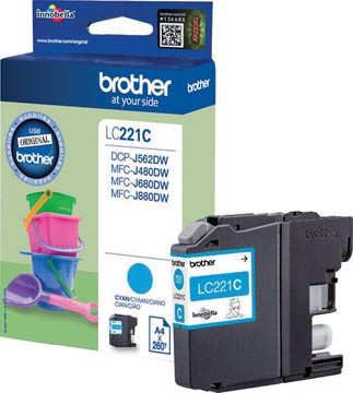 [LC221C] Brother cartouche d'encre, 260 pages, oem lc-221cbp, cyan