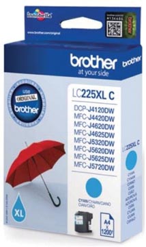 [LC225C] Brother cartouche d'encre, 1.200 pages, oem lc-225xlc, cyan