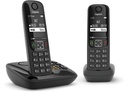 Gigaset as690a duo téléphone dect sans fil avec répondeur intégré, avec combiné supplémentaire, noir