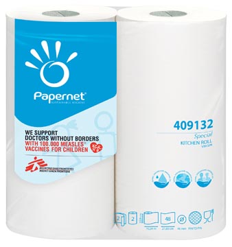 [P409132] Papernet rouleau d'essuie-tout special, 2 plis, 48 feuilles, paquet de 2 rouleaux