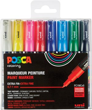 [PC1M8A] Posca marqueur peinture pc-1mc, set de 8 marqueurs en couleurs basique assorties