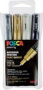 Uni posca marqueur peinture, pc-1mc, 0,7 mm, étui de 4 pièces en couleurs métalliques assorties