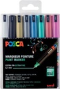 Uni posca marqueur peinture, pc-1mc, 0,7 mm, étui de 8 pièces en couleurs métalliques assorties