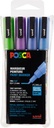 Posca marqueur peinture pc-3m, étui de 4 pièces, pailleté, violet-vert-bleu clair-bleu foncé