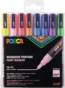 [PC3M26] Posca marqueur peinture pc-3m, étui de 8 pièces, pailleté, assorti
