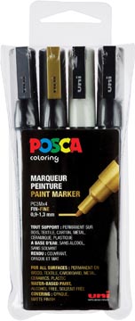 [PC3M/4A ASS09] Posca marqueur de peinture pc-3m, set de 4 marqueurs en couleurs assorties