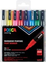 Posca marqueur de peinture pc-3m, set de 8 marqueurs en couleurs basique assorties
