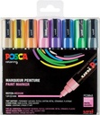 Posca marqueur de peinture pc-5m, set de 8 marqueurs en couleurs pastel assorties