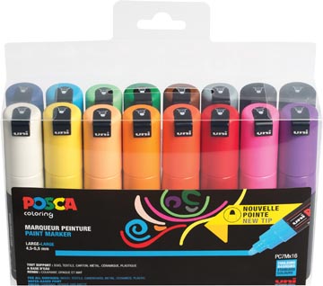 [PC7M/16A ASS31] Posca paintmarker pc-7m, set de 16 pièces en couleurs assorties