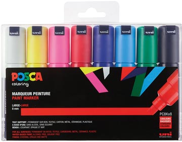 [PC8K8] Uni-ball marqueur peinture à l'eau posca pc-8k, boîte de 8 pièces en couleurs assorties