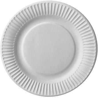[PD90019] Assiette en carton, rond, blanc, paquet de 100 pièces