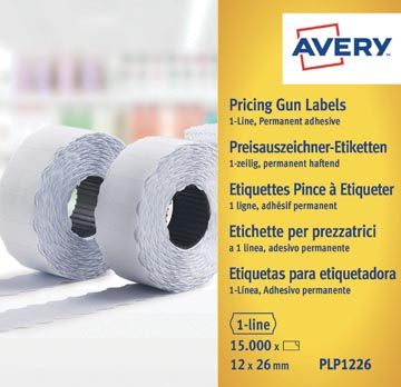 [PLP1226] Avery plp1226 étiquettes pour étiqueteuse permanent, ft 12 x 26 mm, 15 000 étiquettes, blanc