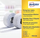 Avery plr1226 étiquettes pour étiqueteuse enlevable, ft 12 x 26 mm, 15 000 étiquettes, blanc